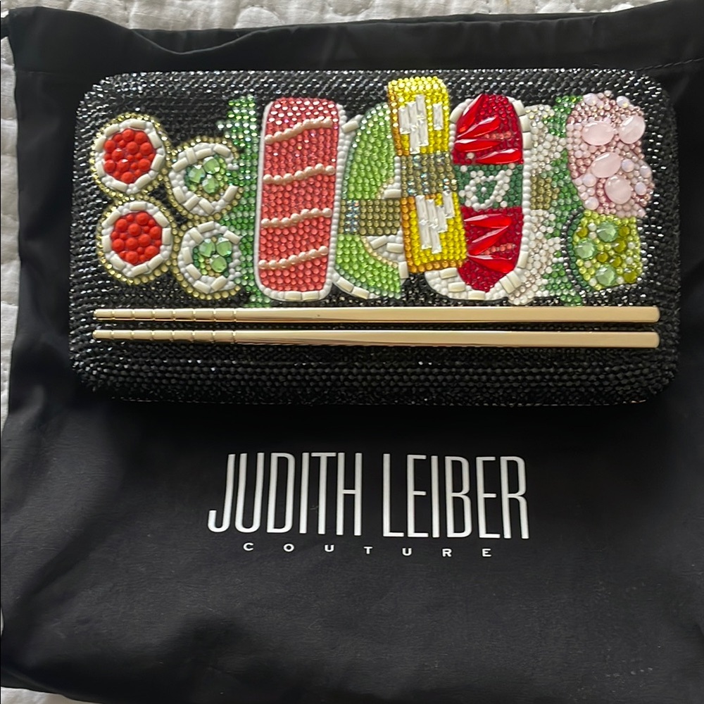 Judith Leiber Black and Red Clutch Elegant Evening Accessory